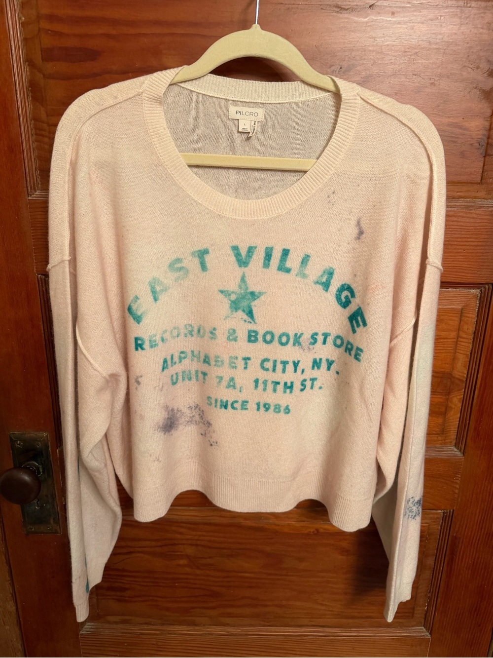 Pilcro Cream Crewneck Cashmere Sweater - Picture 2 of 7